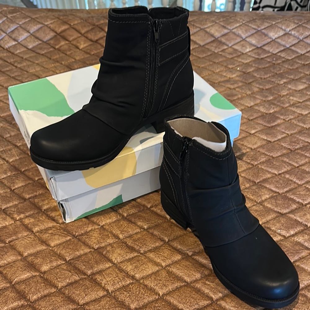 Sleek Black Ankle Booties with Buckle Accent